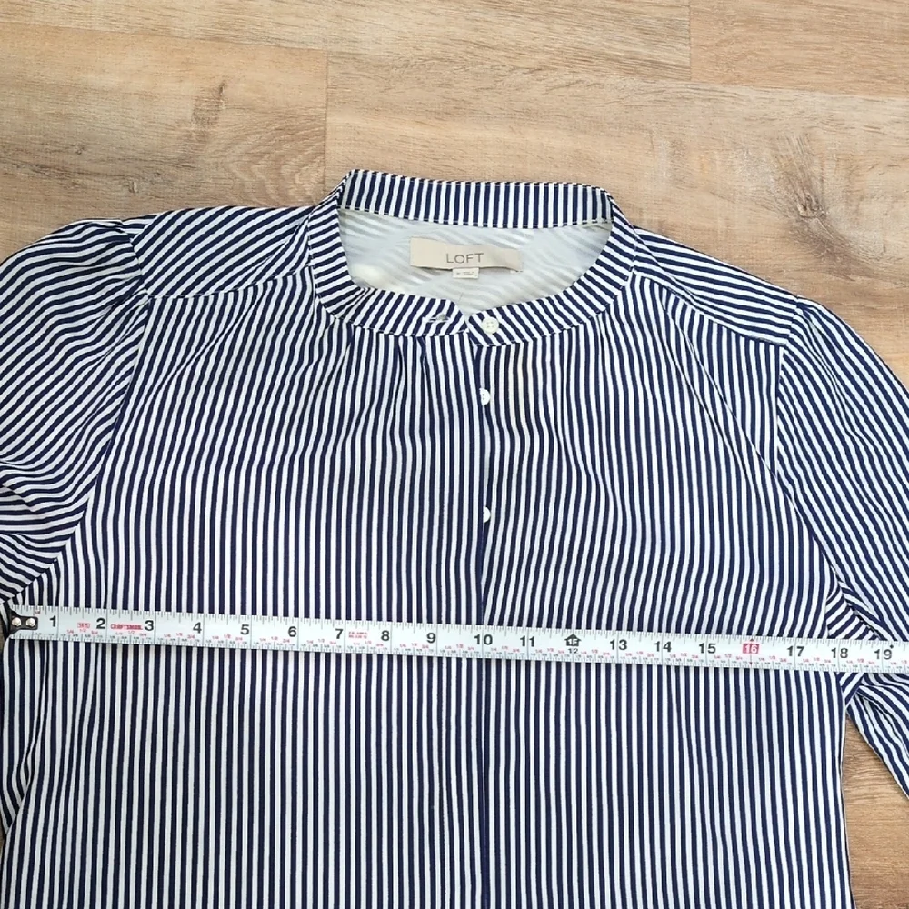 LOFT Navy and White Striped Long Sleeve Dress - Picture 5 of 6